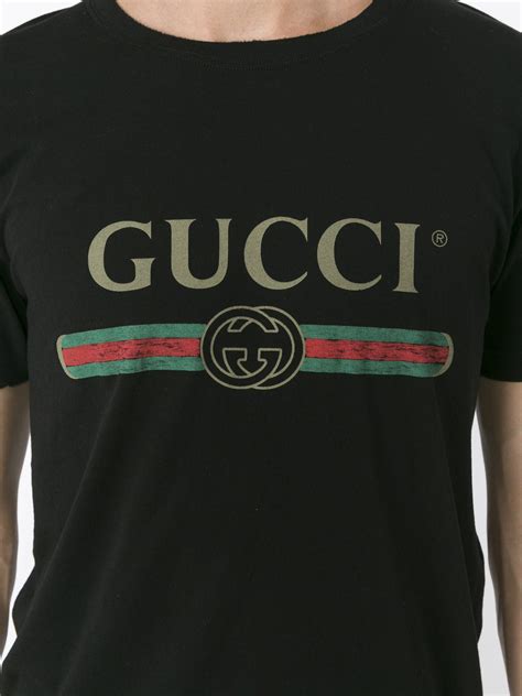 men's black washed shirt with gucci print|Gucci t shirt price men.